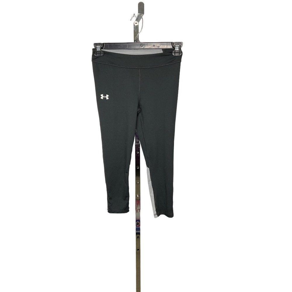 UNDER Armour Heat Gear Fitted Leggings YLG Youth Large Black White Gray